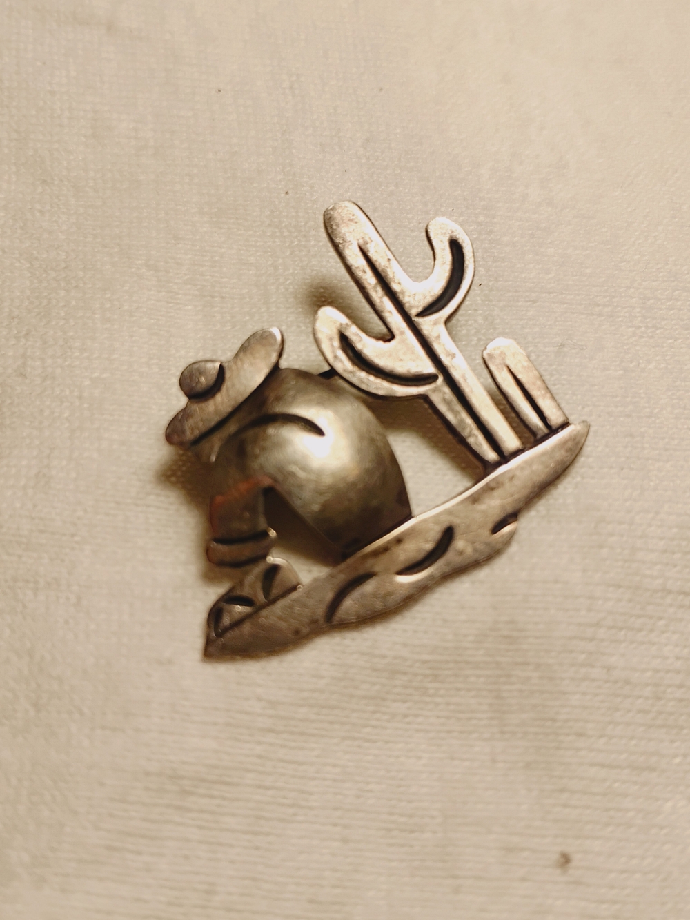 Sterling Silver Made In Mexico Southwestern Man & Cactus Figure Pin/Brooch